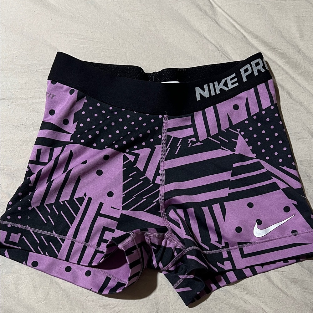 Nike Pro Geometric Purple and Black Shorts